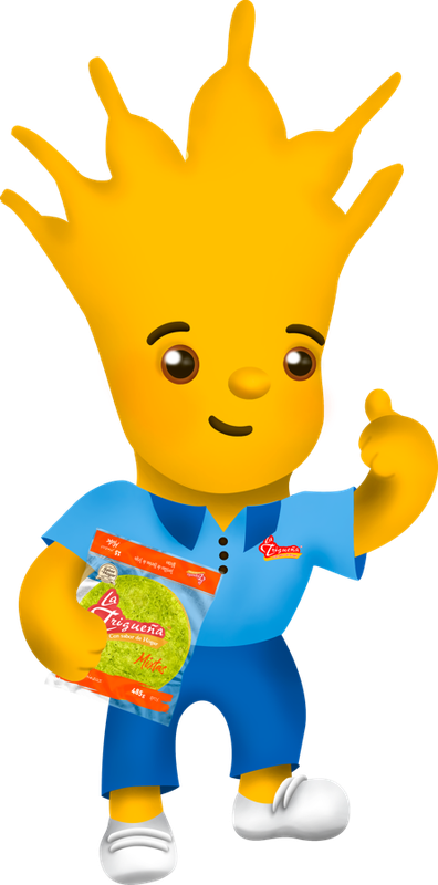 Triguín, la mascota de La Trigueña, con tortillas Mixtas